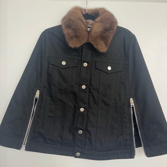 Givenchy Black Denim Cape/Poncho/Coat w/Mink Collar - Picture 5 of 16